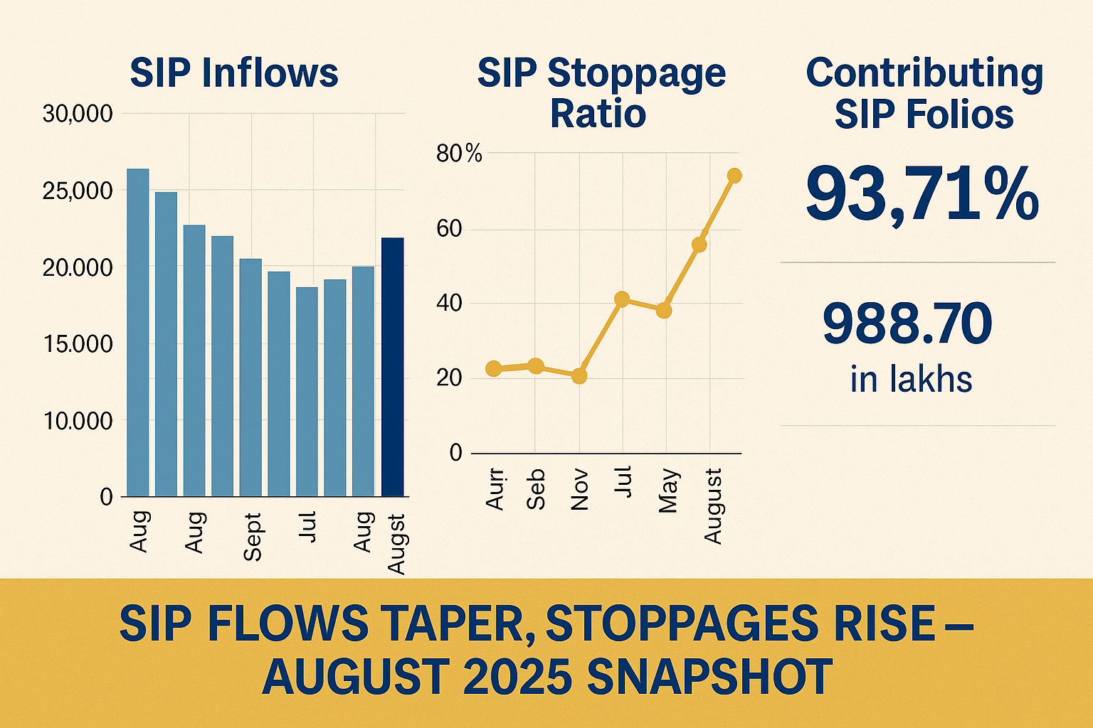 SIP Flows Slow in August 2025, Stoppages Rise Again